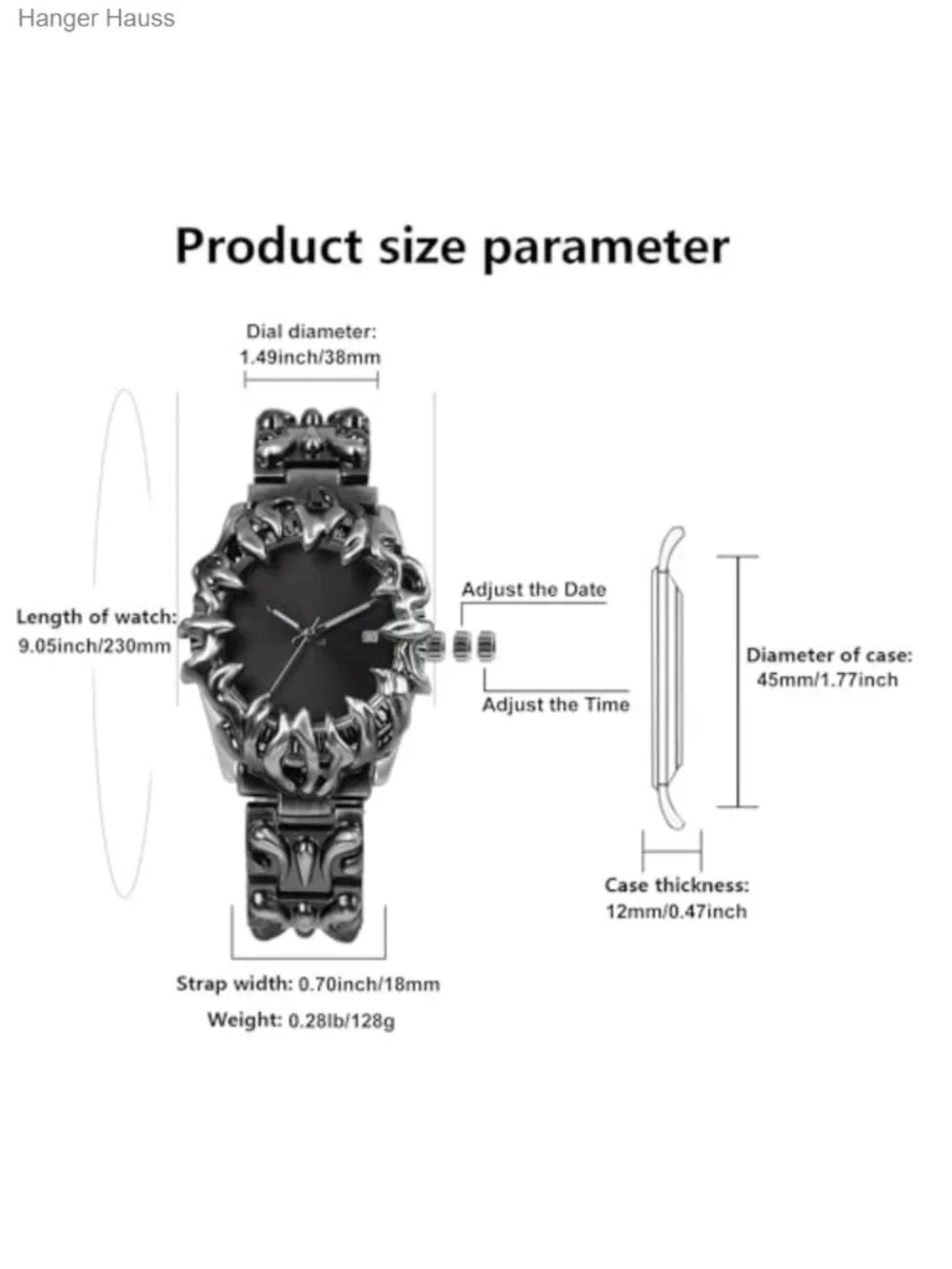 Gothic Steampunk Men's Wrist Watch Stainless Steel Bracelet